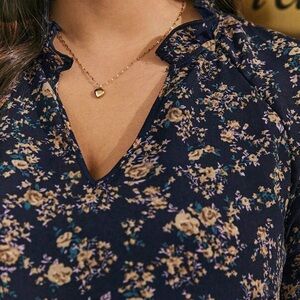 Blue floral short sleeve Shein curve top size 1X